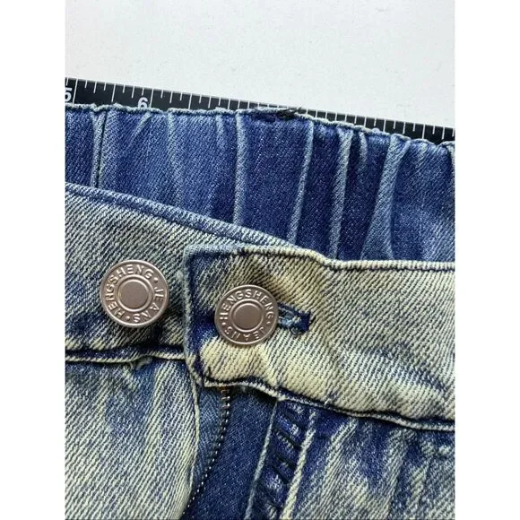 Hengsheng Jeans Women's Size 30 Light Wash Denim Patchwork Straight Leg Jeans - Picture 10 of 16